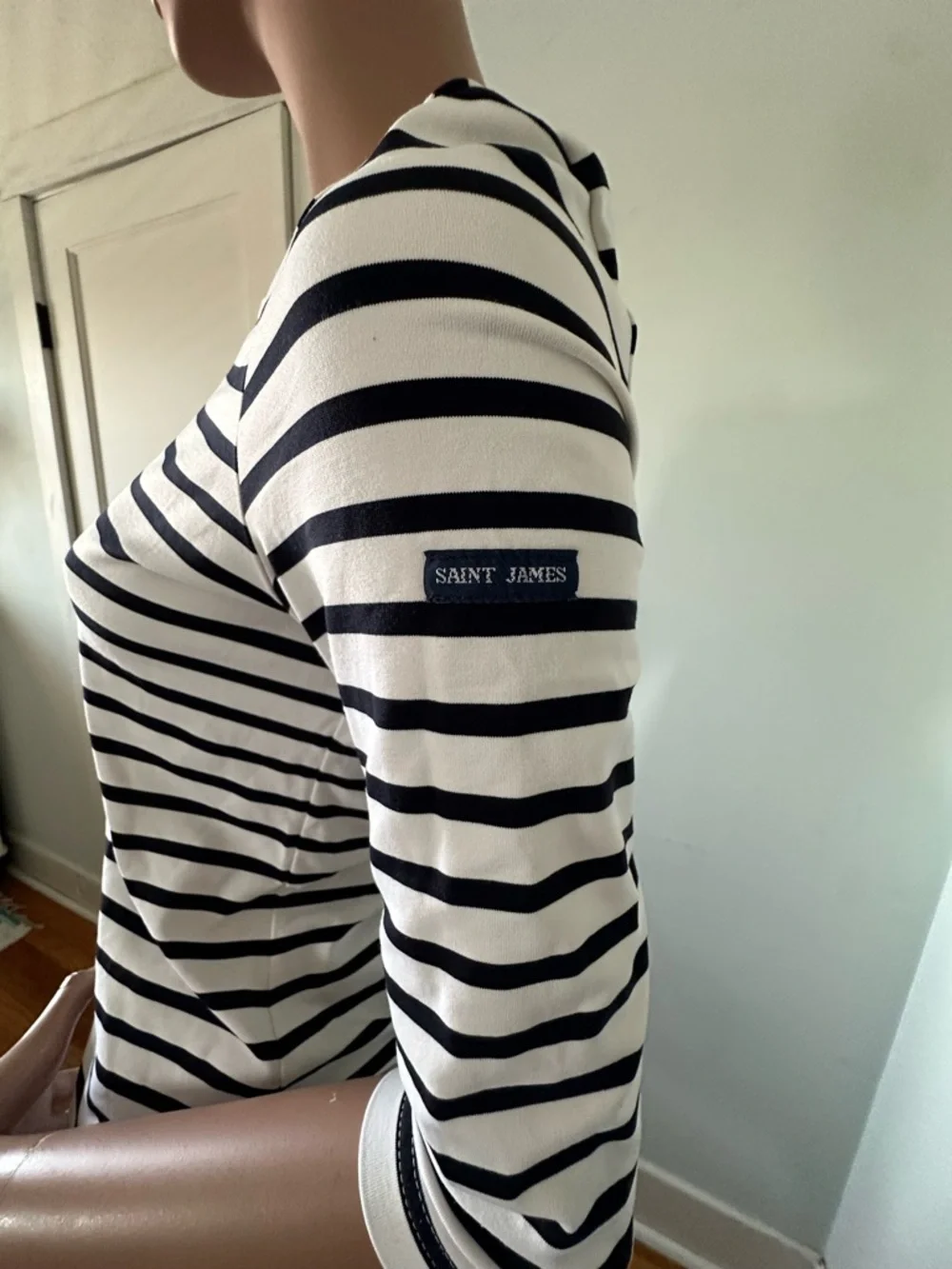 Saint James Garde-Cote III Black & White Striped 3/4 Sleeve Breton - Picture 3 of 13